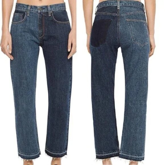 Rag & Bone Wallingford Colorblock 2 Tone Straight Leg Cropped Jeans - Picture 1 of 9